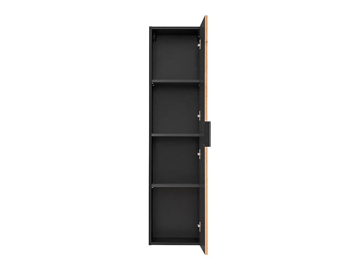 Ensemble meuble simple vasque encastrée 80cm et colonne Gaia Bois et Noir - Vasque Noir
