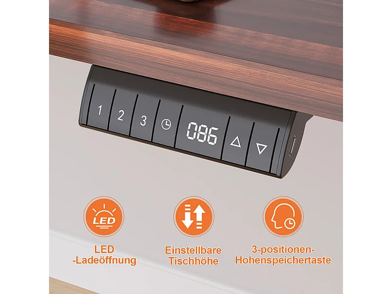 Bureau électrique réglable en hauteur avec prise USB, plateau pour câbles, bureau d'ordinateur, bureau debout avec rappel d'activités sédentaires, 160 x 80 cm