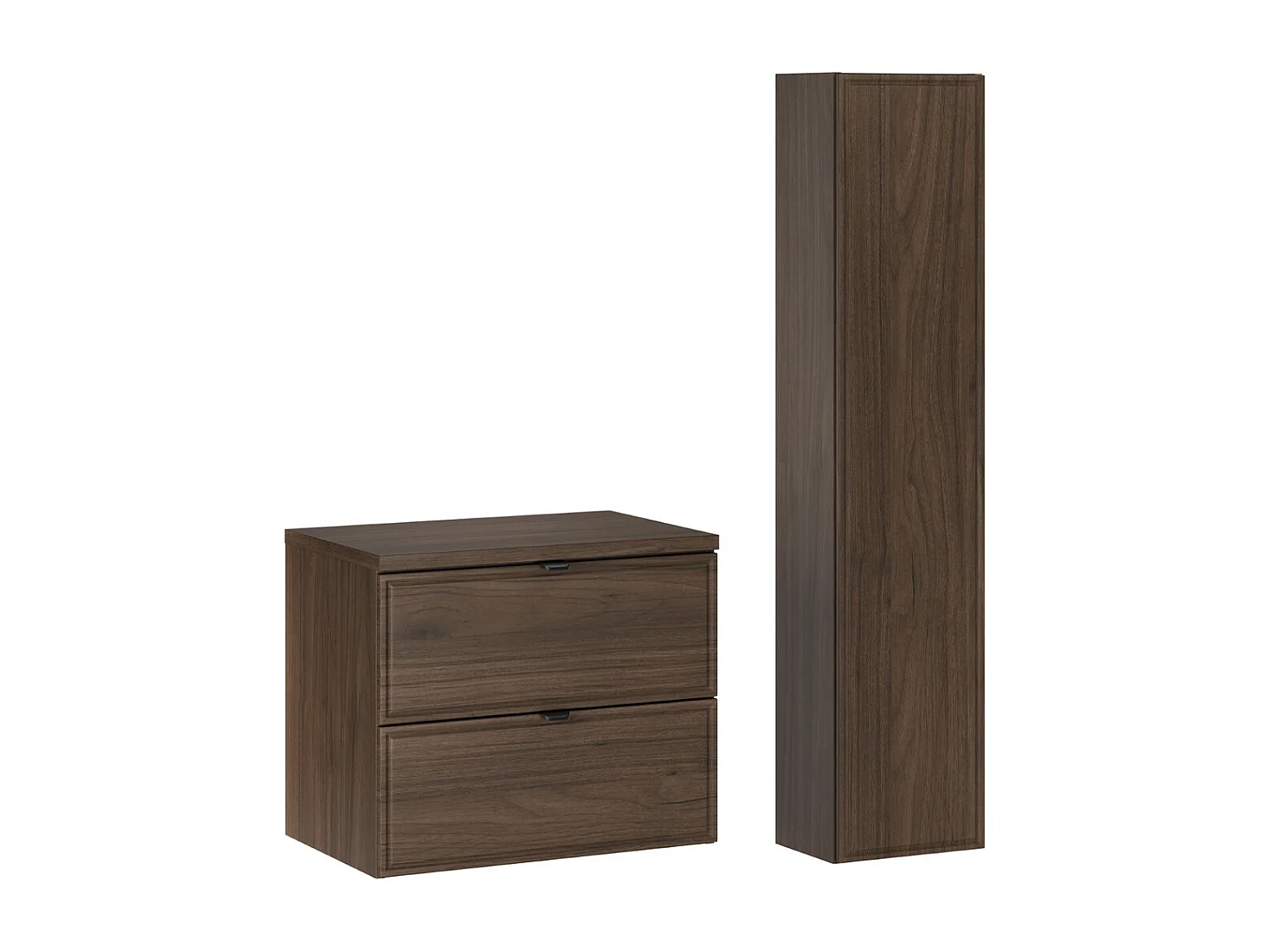 Elias donker hout 60cm wastafel en kolom set