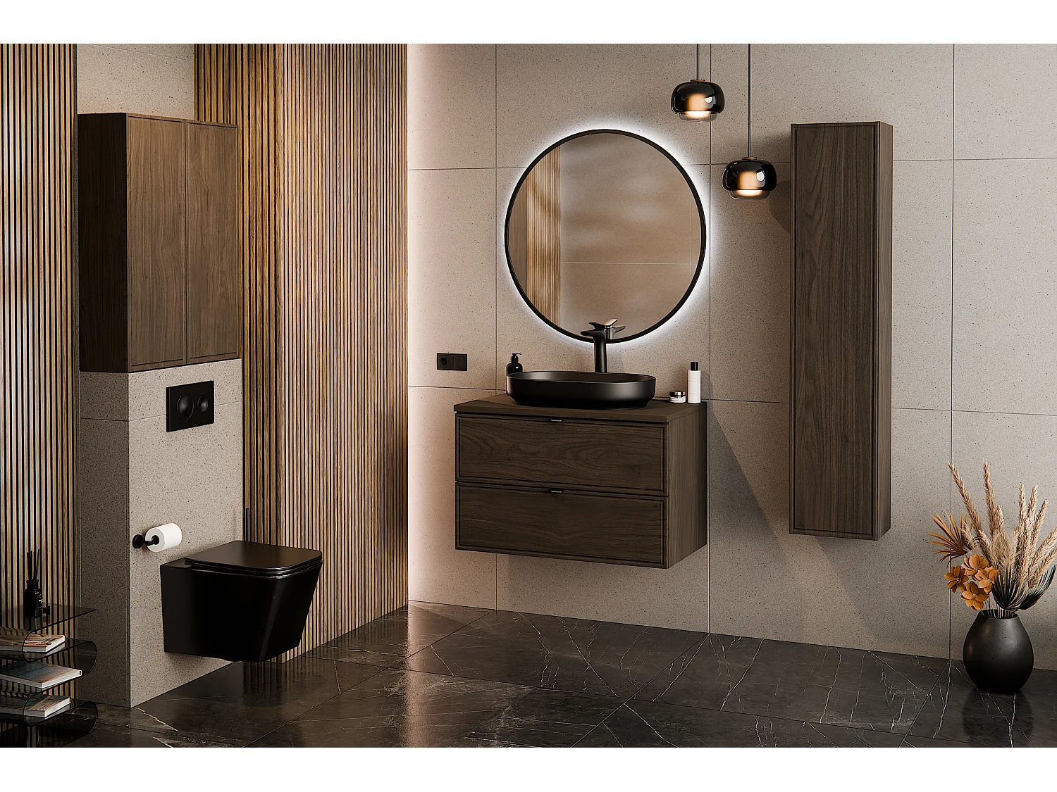 Ensemble de meubles Terra Villa 60cm avec plan de travail et armoire haute