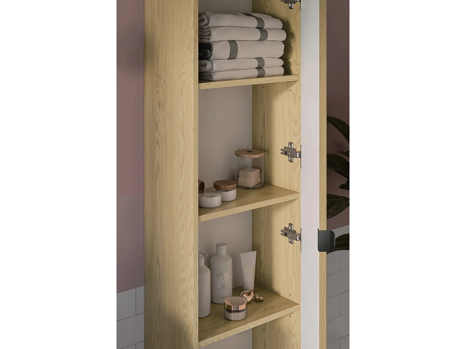 Set Waschtischunterschrank 80cm und Säule Mila Holz