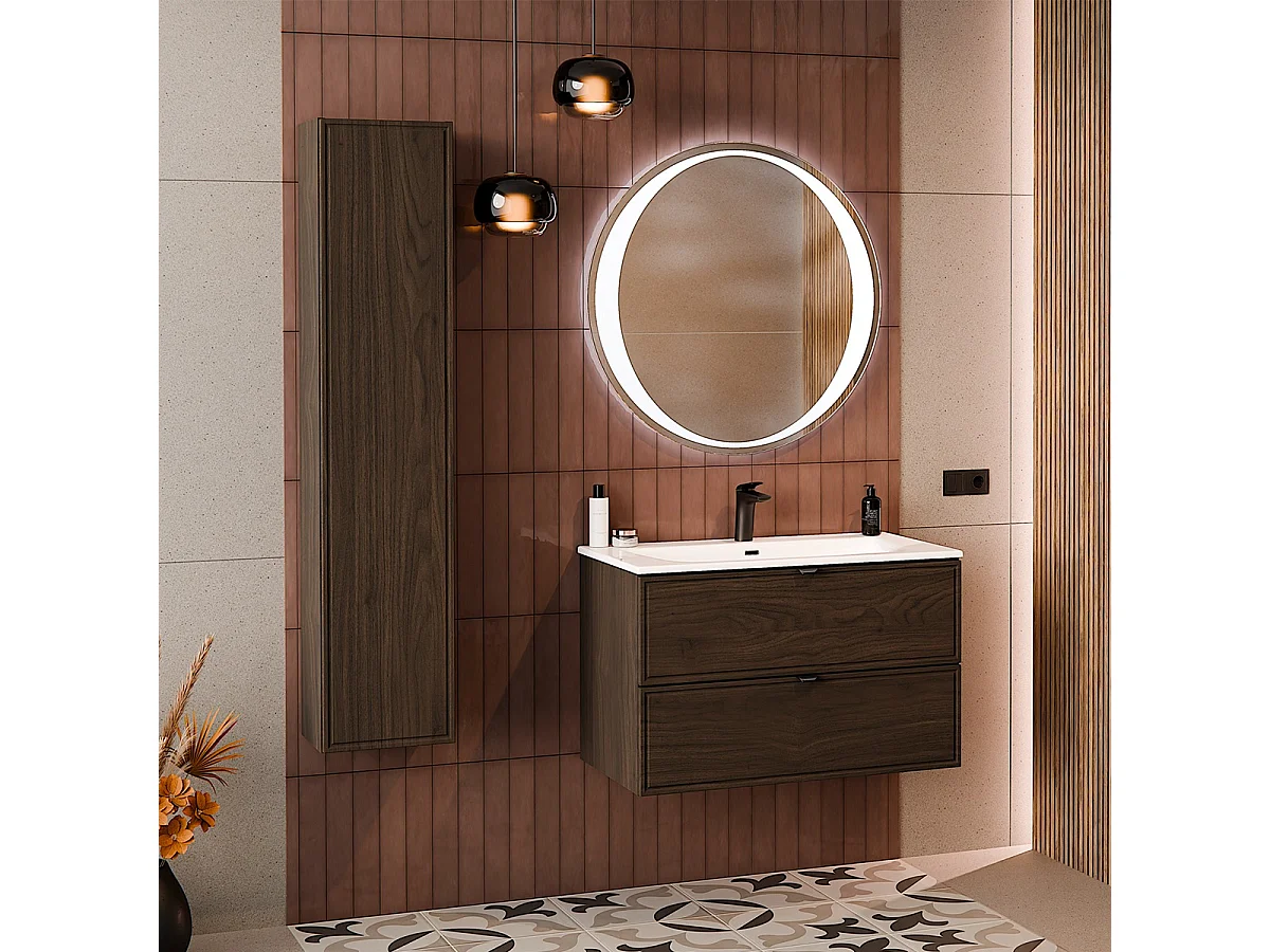 Set di mobili da bagno con lavabo Elias marrone 80cm