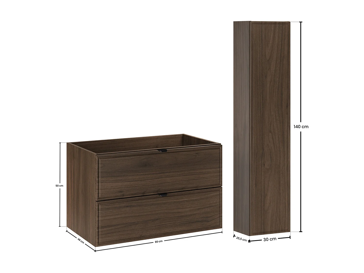 Set di mobili da bagno con lavabo Elias marrone 80cm