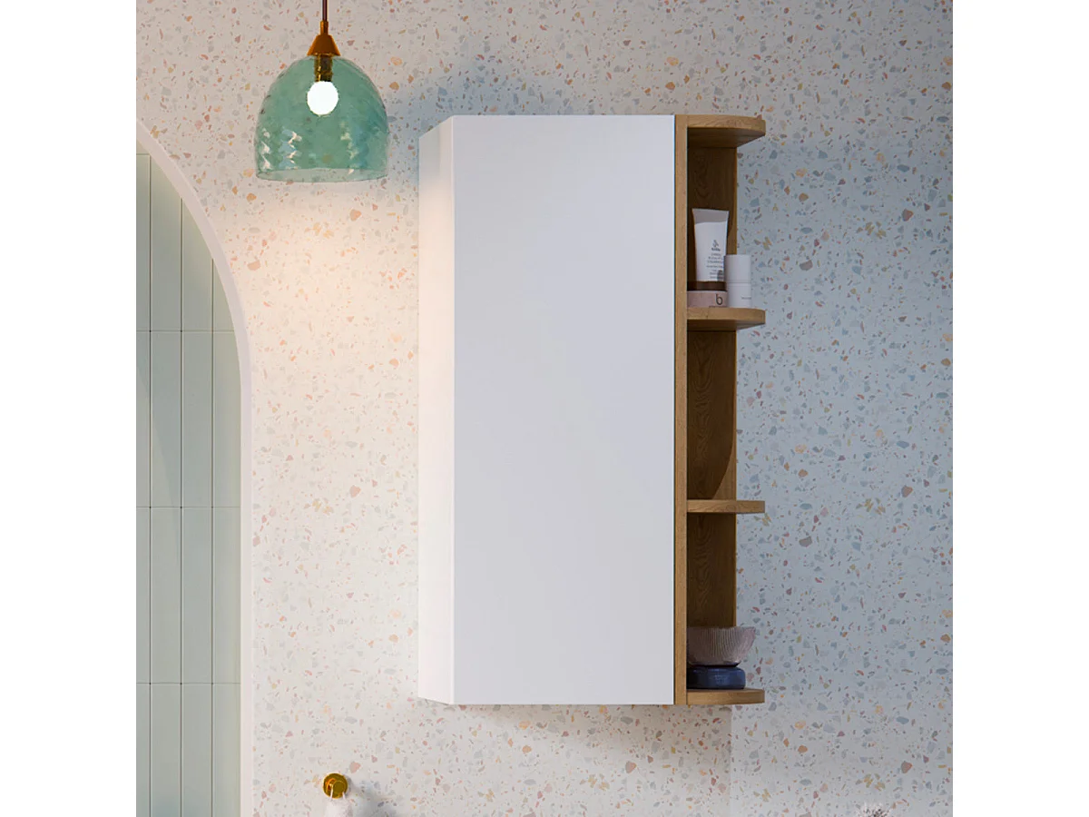 Armoire murale 3 niches arrondies Oria Blanc mat