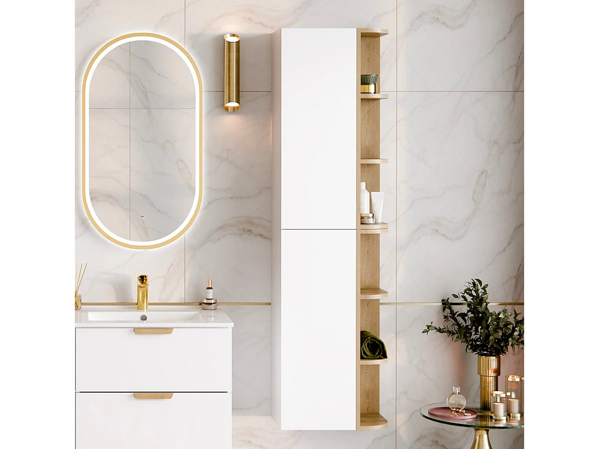 Armoire murale 3 niches arrondies Oria Blanc mat