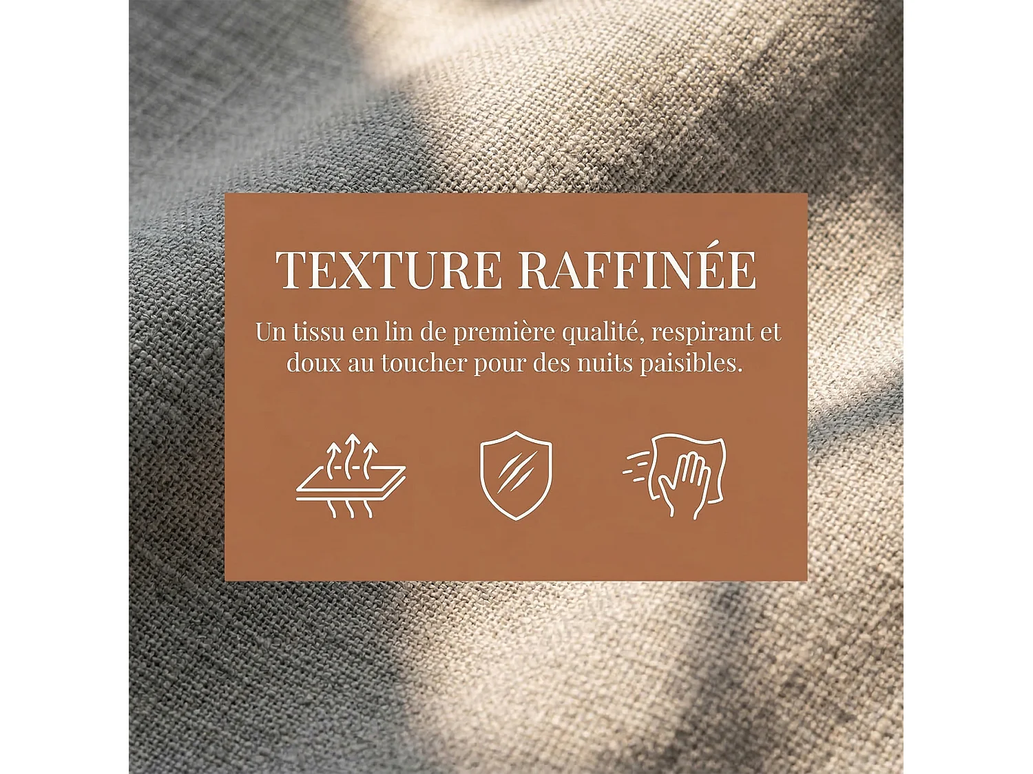 Cadre de Lit Double 140x190 cm,Tête de Lit Lin doux, Cadres en métal et en bois, Gris