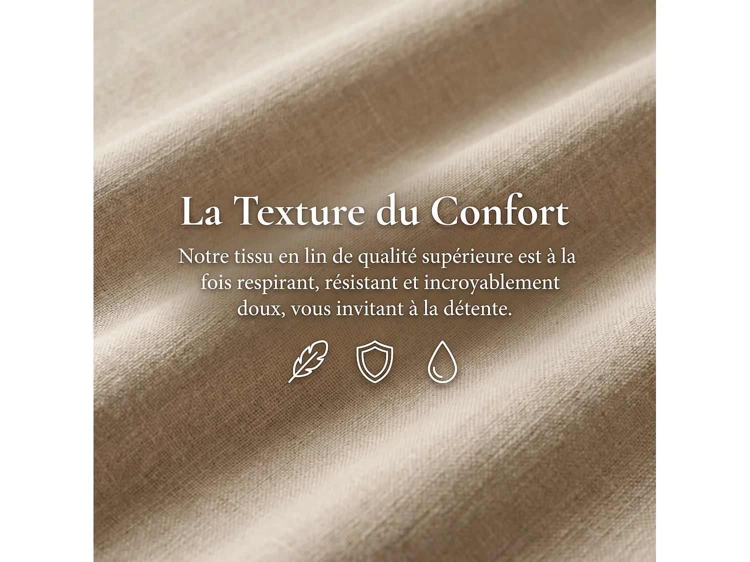 Cadre de lit 140x190 cm avec tête de lit rembourrée, sommier à lattes et revêtement en tissu de lin beige, sans matelas