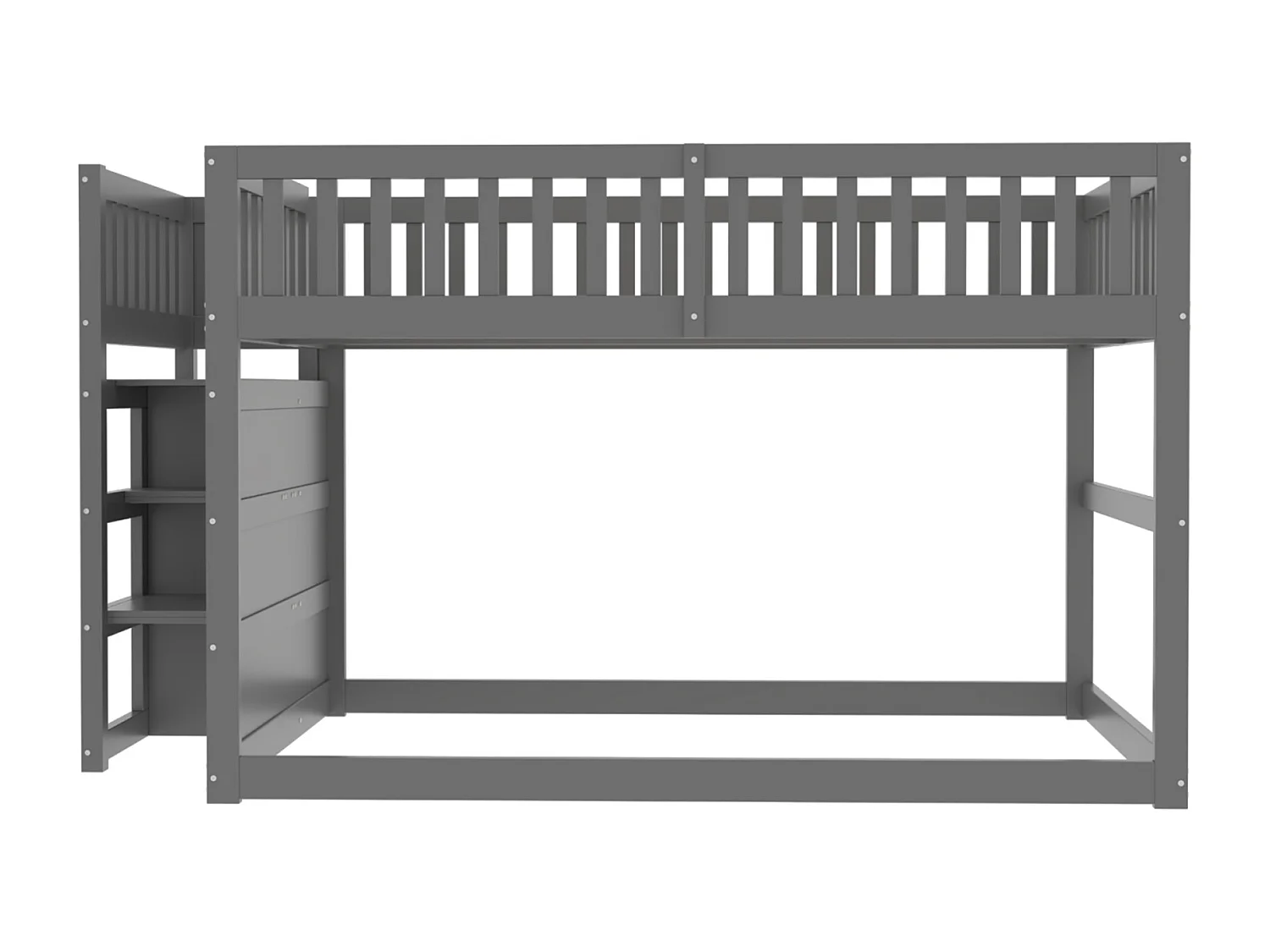 Lit superposé enfant 140 x 200 cm, avec tiroirs de rangement, structure avec barrière de sécurité, lit en bois, gris