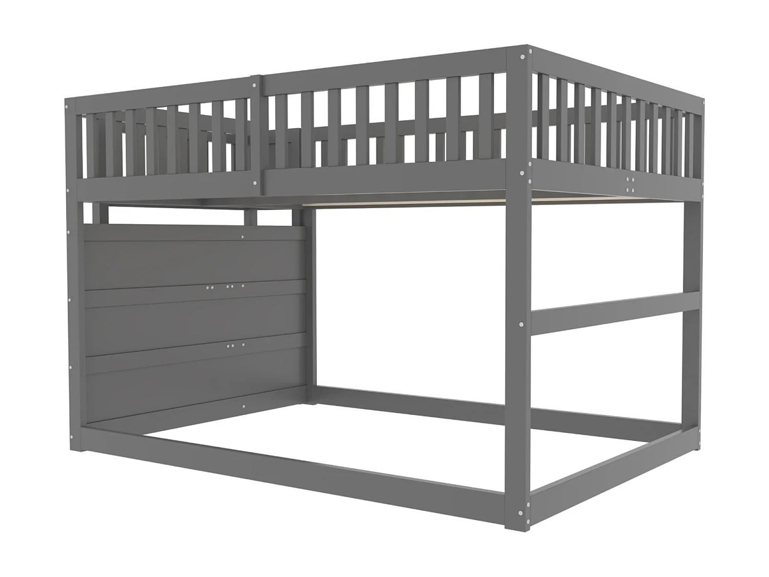 Lit superposé enfant 140 x 200 cm, avec tiroirs de rangement, structure avec barrière de sécurité, lit en bois, gris