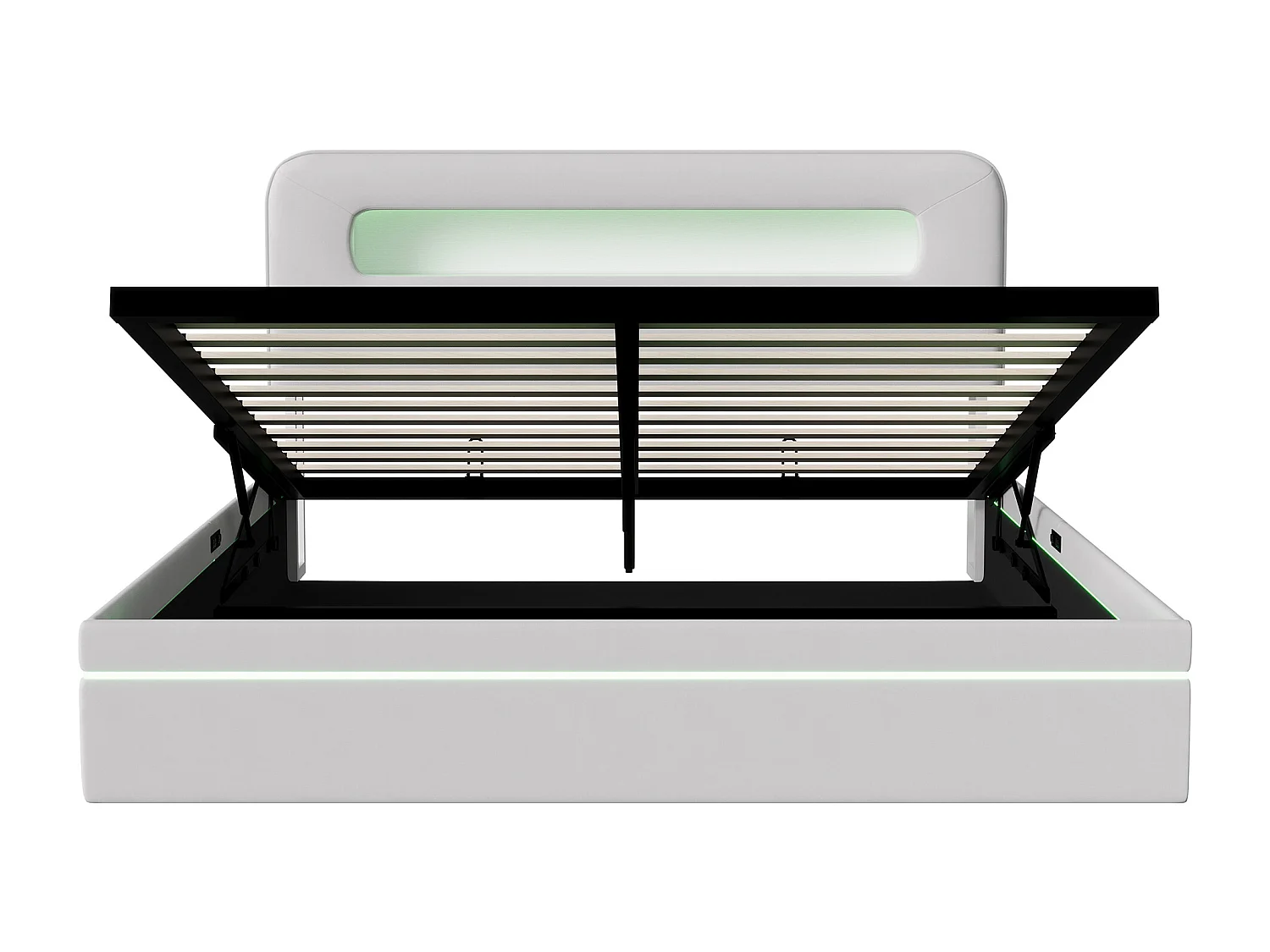 Bed van 140x200 cm met ledverlichting, tweepersoonsbed en opbergbed, bedframe met lattenbodem, volwassenenbed, fluweel, beige