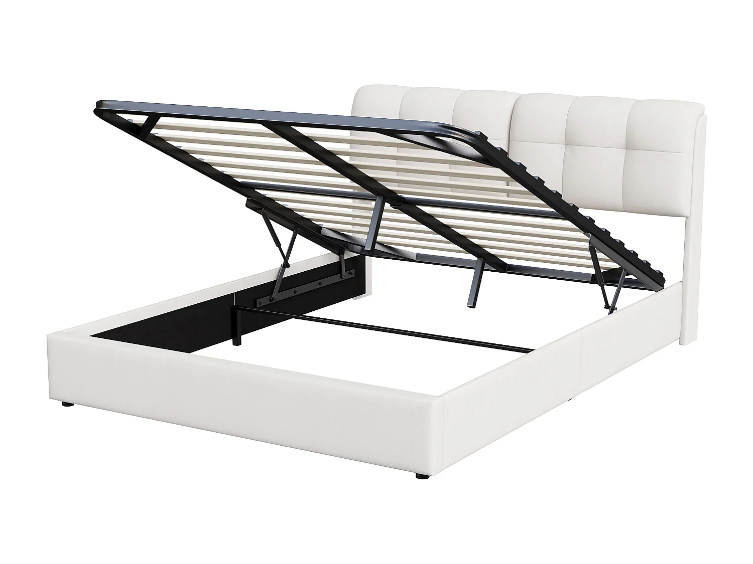 Lit adulte 160x200 cm, NEXU, RGB LED, hydraulique, Velours, cadre de lit adulte 160x200 cm, beige