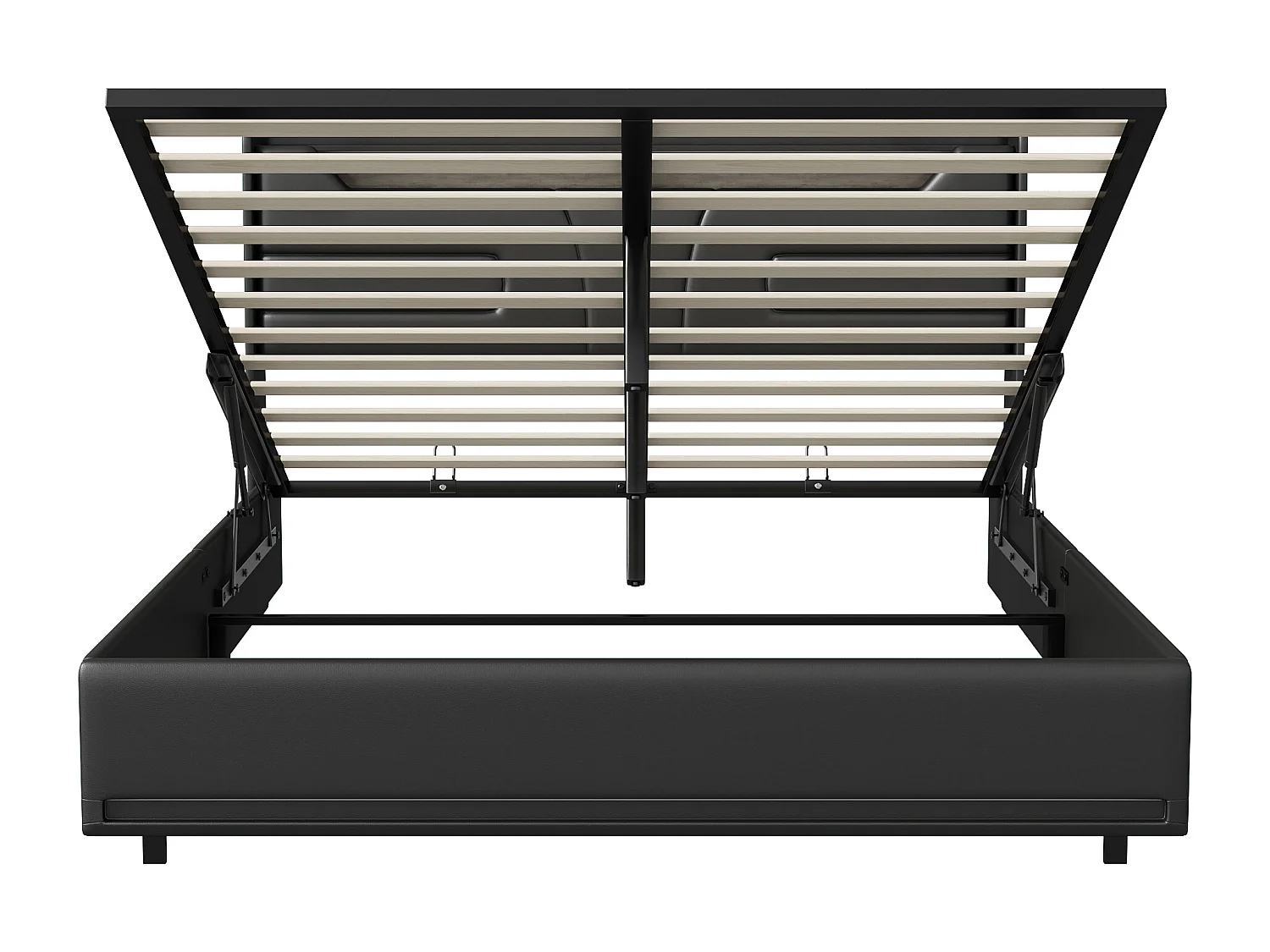 Lit coffre 140x190 - NEXU - PU Noir - LED réglable - Port USB - 2 places