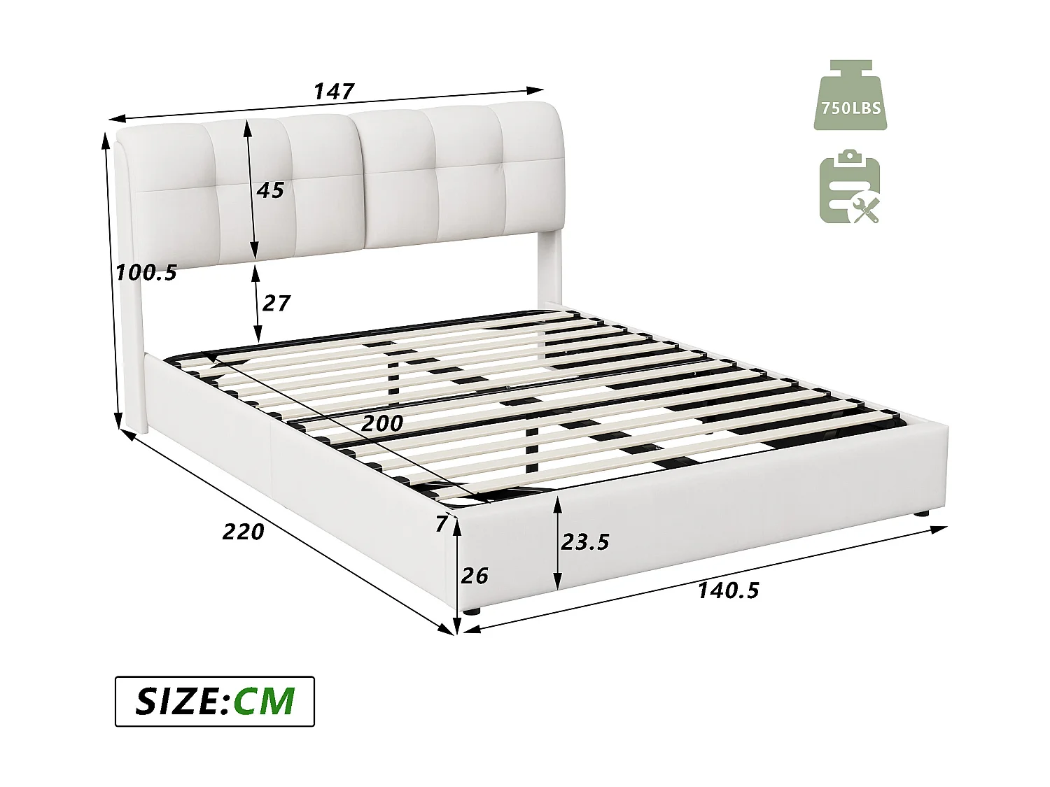 Opbergbed 140x200 cm, verstelbare LED, hydraulische opbergruimte, eigentijds, tweepersoonsbed, bedframe 140x200 cm, fluweel, beige