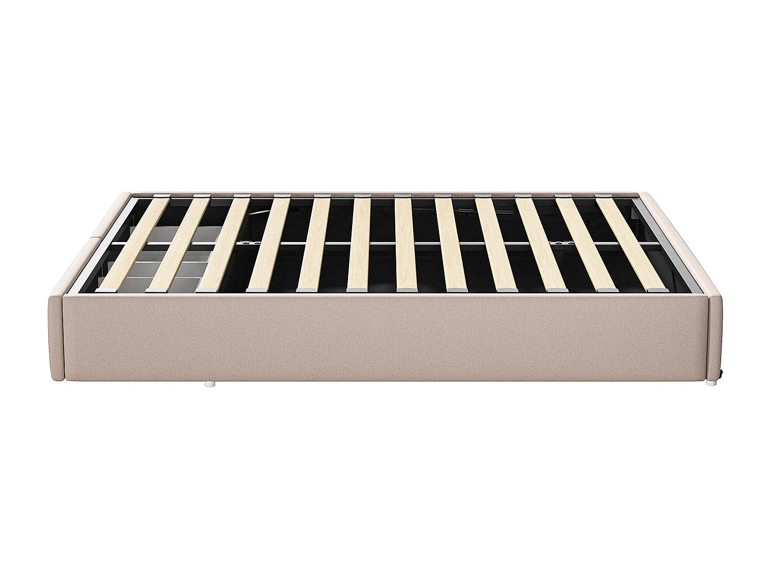 Lit coffre 140x190 cm - NEXU - Style minimaliste moderne - Tissu en lin - cadre de lit double 140x190 cm - 250 kg - Beige