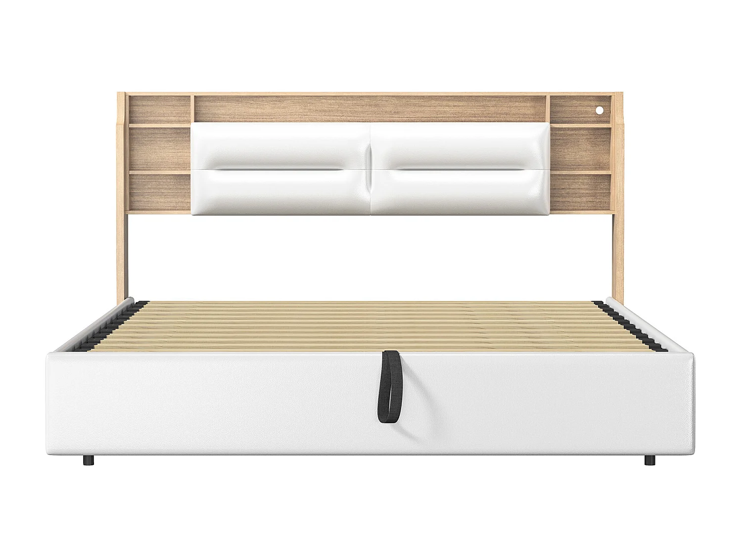 Lit 140x190 cm - NEXU - avec LED - Lit Coffre 140x190 cm avec Rangement et Tete de Lit - 2 Personnes - Blanc