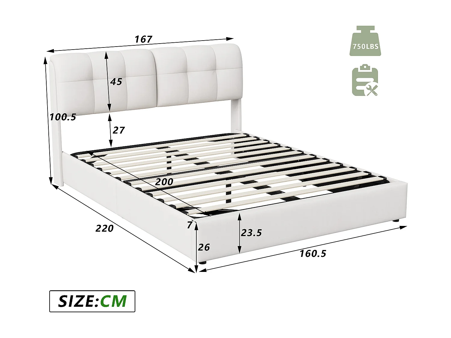 Lit coffre 160x200 cm - LED - hydraulique - Contemporain - cadre de lit 160x200 cm - Velours - Beige