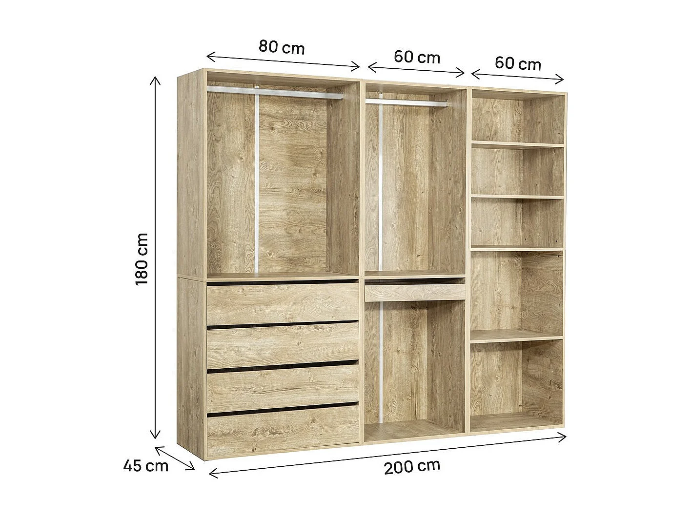 Modulares Ankleideset "Opéra" - 3 Elemente - Beige