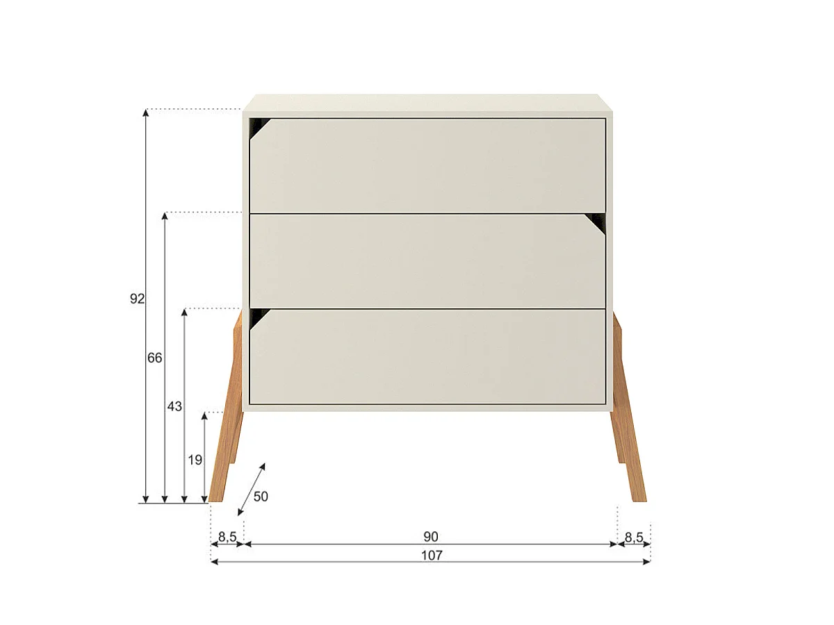 Commode 3 tiroirs Lotta Cachemire