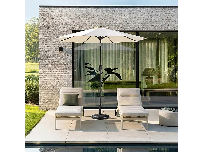 Parasol Aluminium 228 Cm Rond Toutes Saisons Beige Et Noir