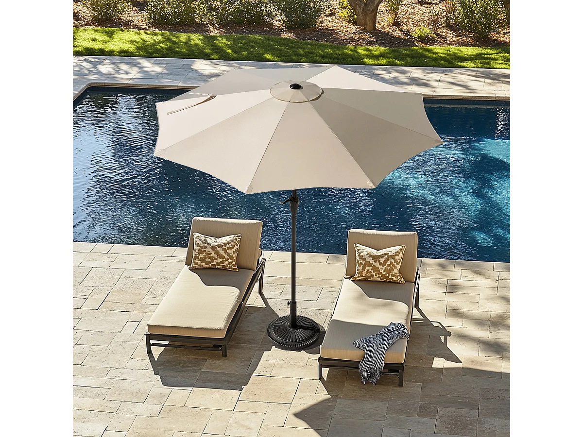 Parasol Aluminium 228 Cm Rond Toutes Saisons Beige Et Noir