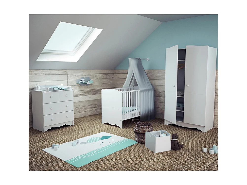 Omvormbaar kinderbed MARELLE in hout Wit 70 x 140 cm