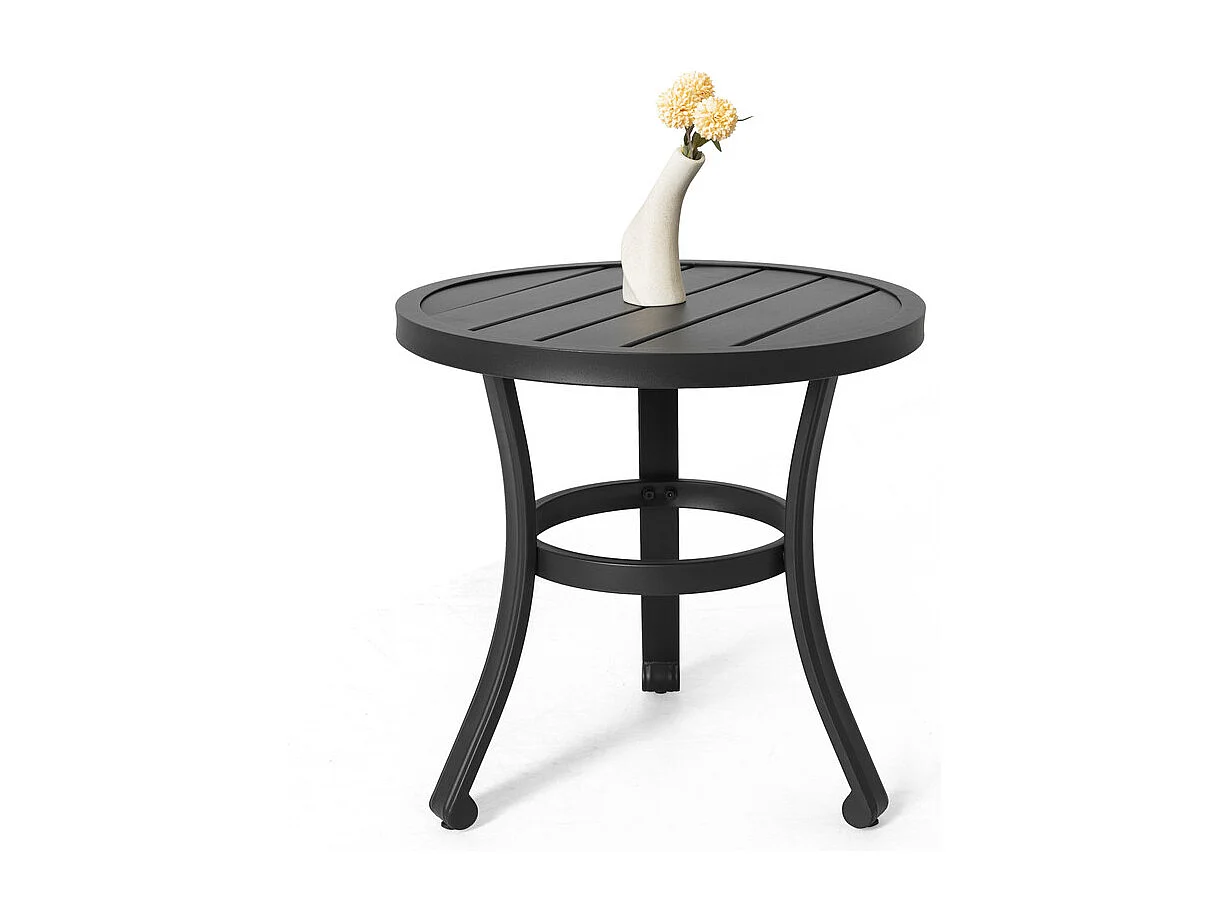 Table D Appoint Métallique Extérieur Résistante 51 Cm Noir Avestar
