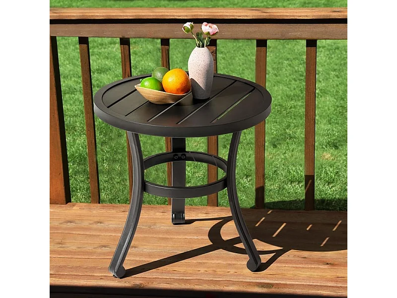 Table D Appoint Métallique Extérieur Résistante 51 Cm Noir Avestar