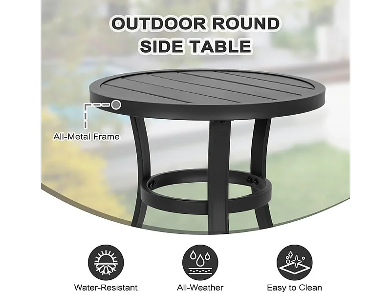 Table D Appoint Métallique Extérieur Résistante 51 Cm Noir Avestar