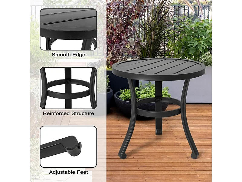 Table D Appoint Métallique Extérieur Résistante 51 Cm Noir Avestar