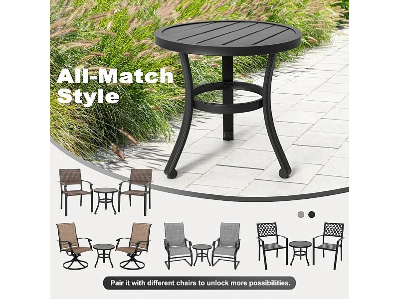 Table D Appoint Métallique Extérieur Résistante 51 Cm Noir Avestar