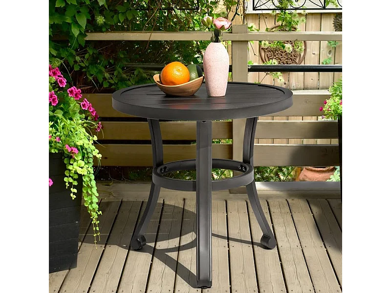 Table D Appoint Métallique Extérieur Résistante 51 Cm Noir Avestar
