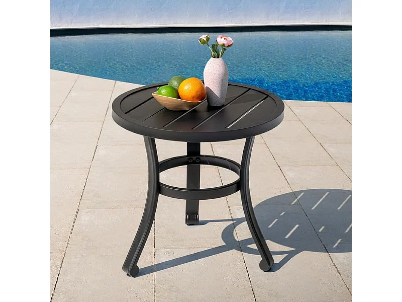 Table D Appoint Métallique Extérieur Résistante 51 Cm Noir Avestar
