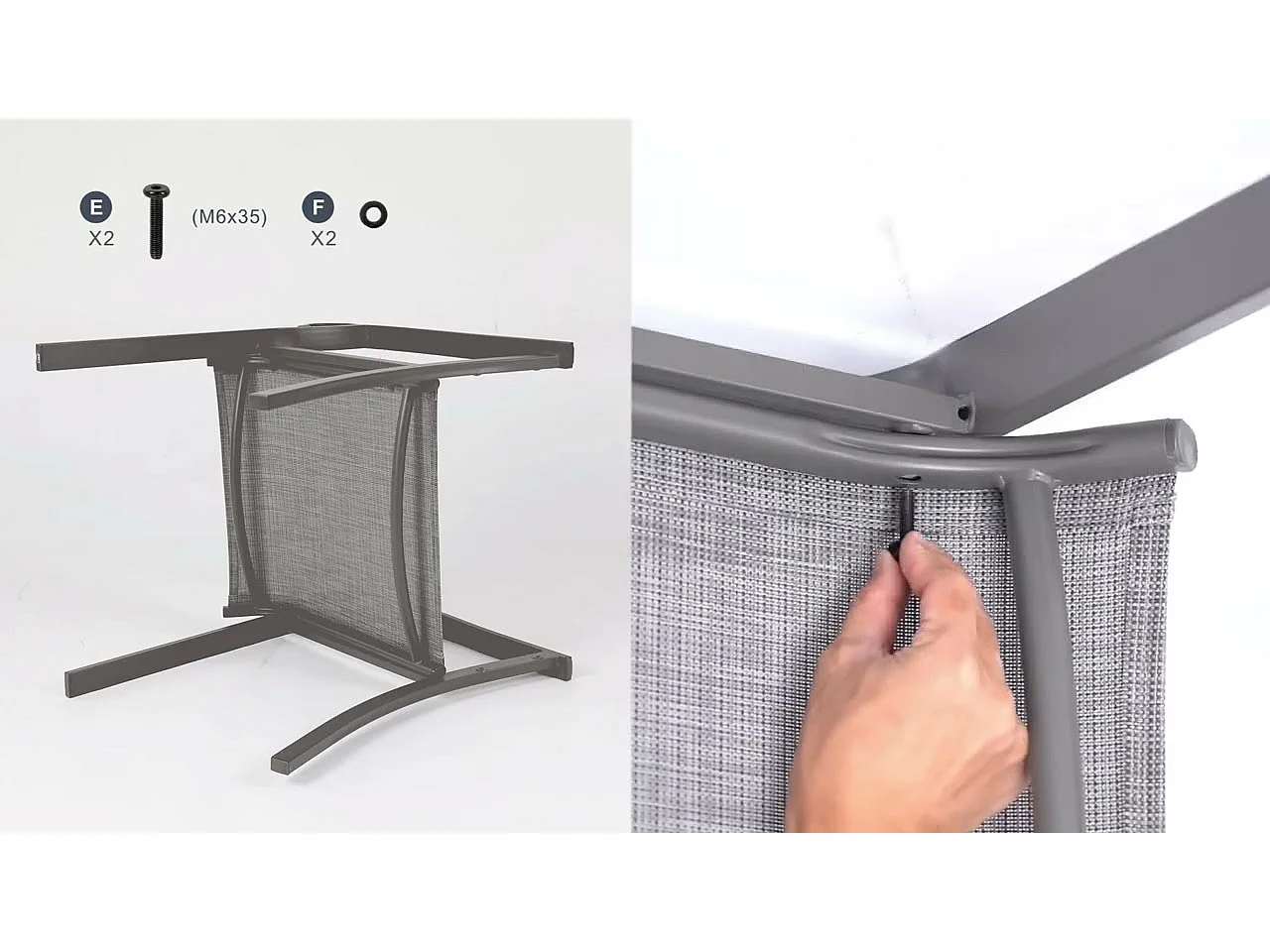 Lot de 6 Chaises de Jardin, en tissu textilene et cadre en fer thermolaqué