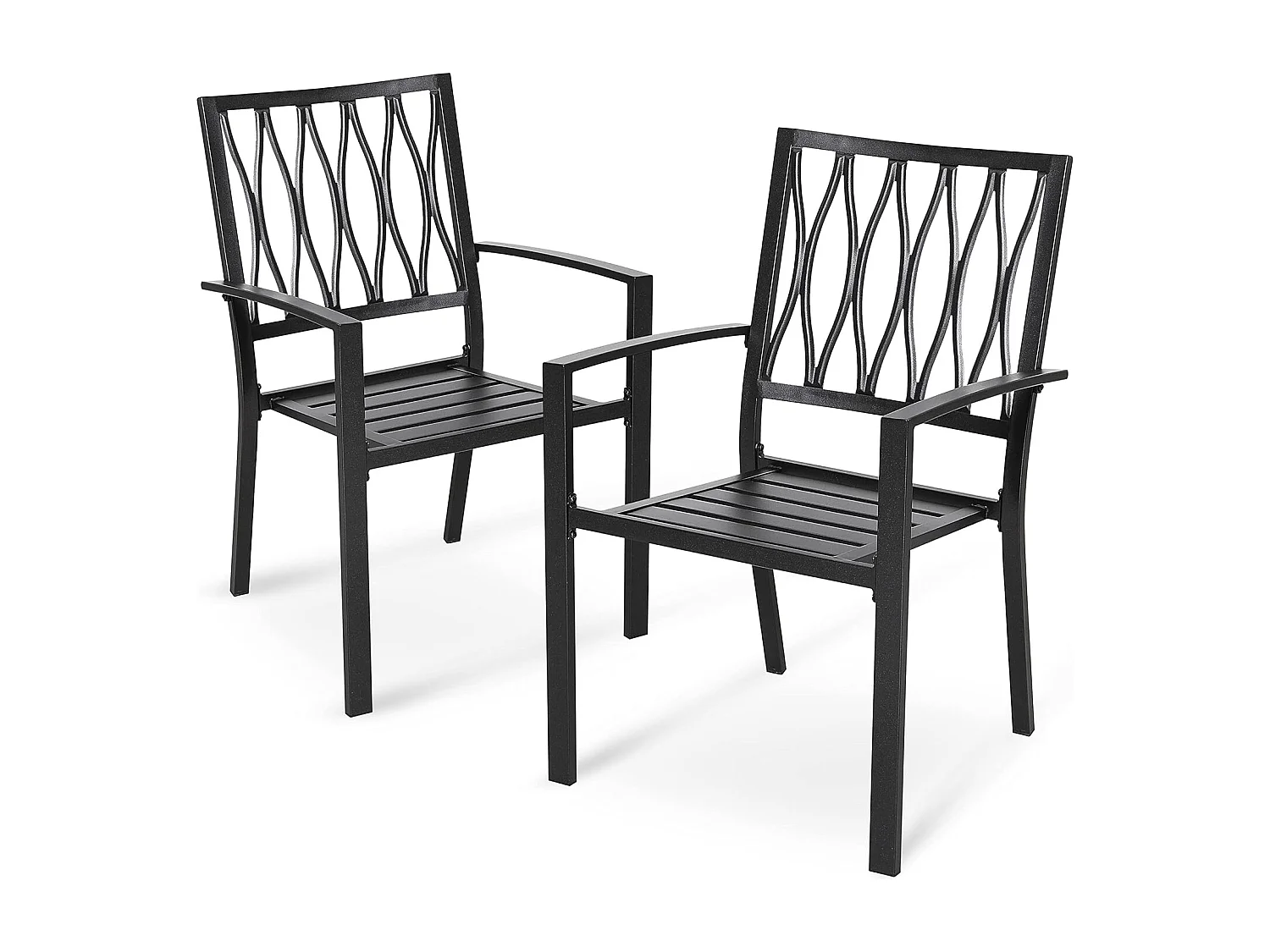 Chaises De Terrasse Extérieures Lot De 2 Cadre Fer Finition Poudrée Noir