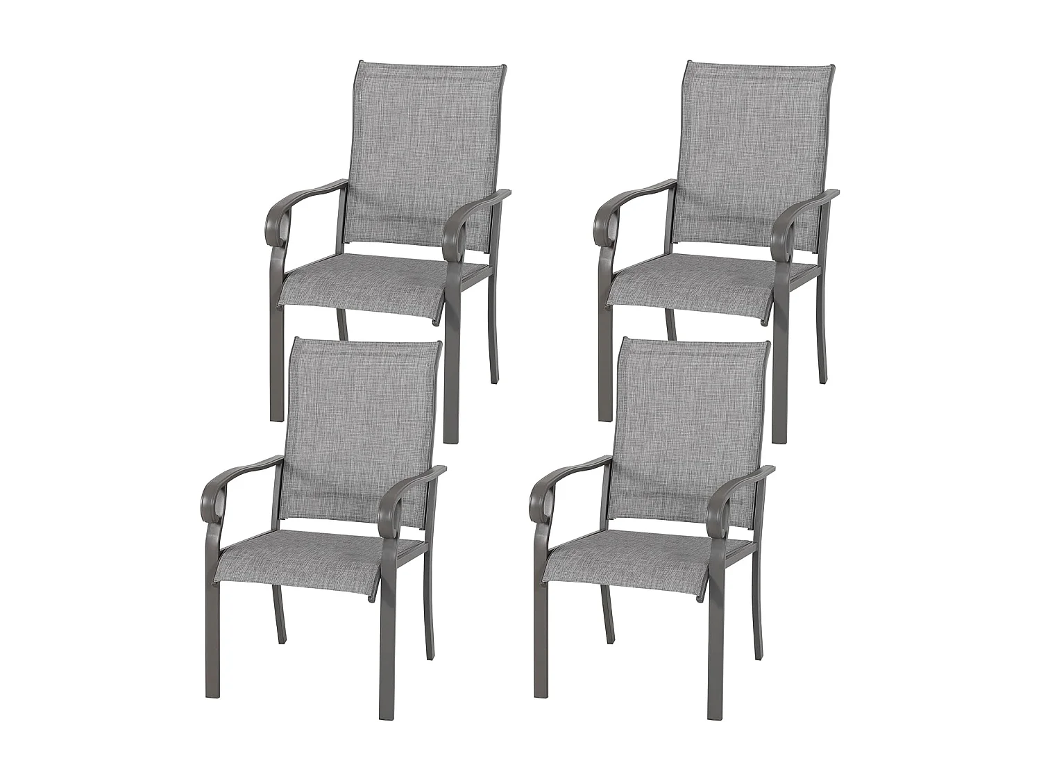 Lot de 4 Chaises de Jardin, en tissu textilene et cadre en fer thermolaqué