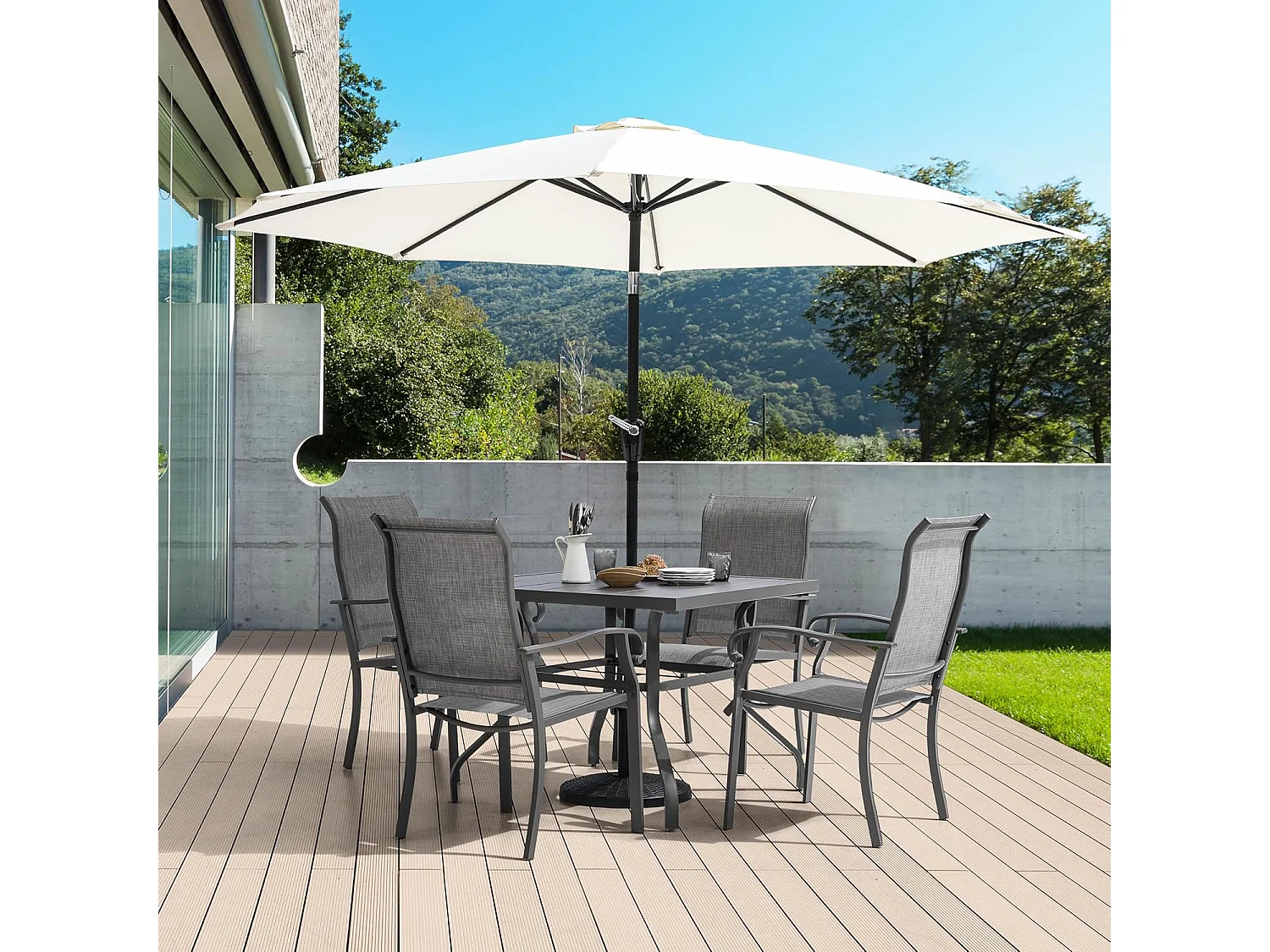 Lot de 4 Chaises de Jardin, en tissu textilene et cadre en fer thermolaqué