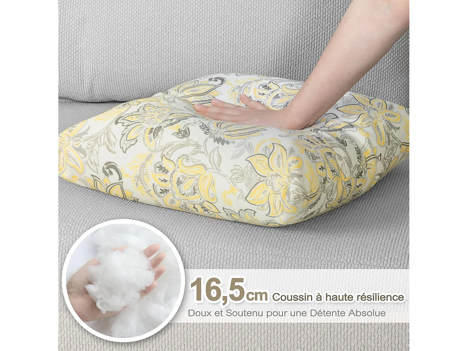 Coussins décoratifs intérieur extérieur 44x44x16,5 cm floral encré lot 2 Avestar
