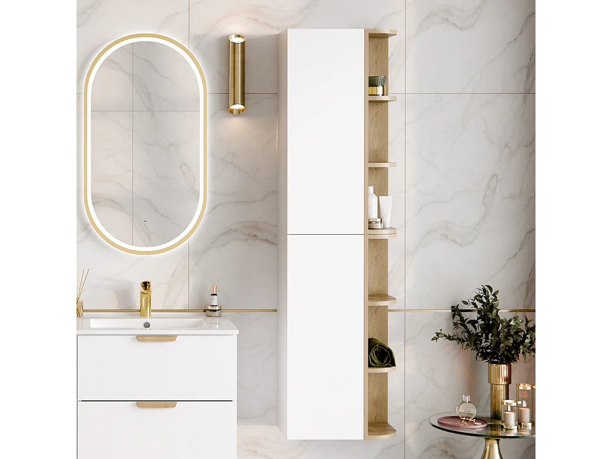 Colonne murale niches arrondies Oria Blanc mat