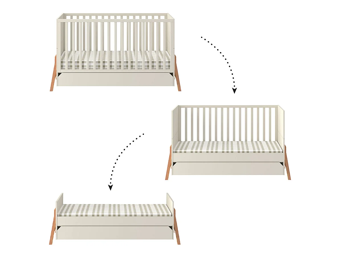 Convertible cot bed 70x140 and chest of drawers 3-drawer Bellamy Lotta Cashmere