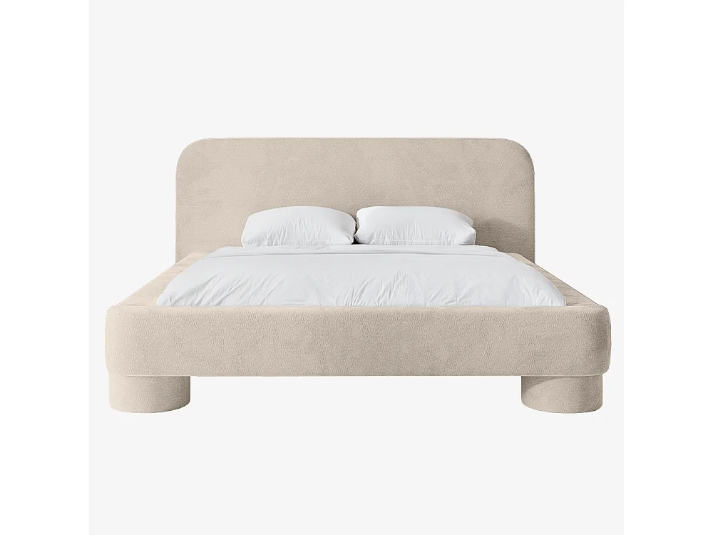 Lit capitonné MNUUO COLEA avec coffre de rangement, beige, 180 x 200 cm, sommier à lattes en bois relevable