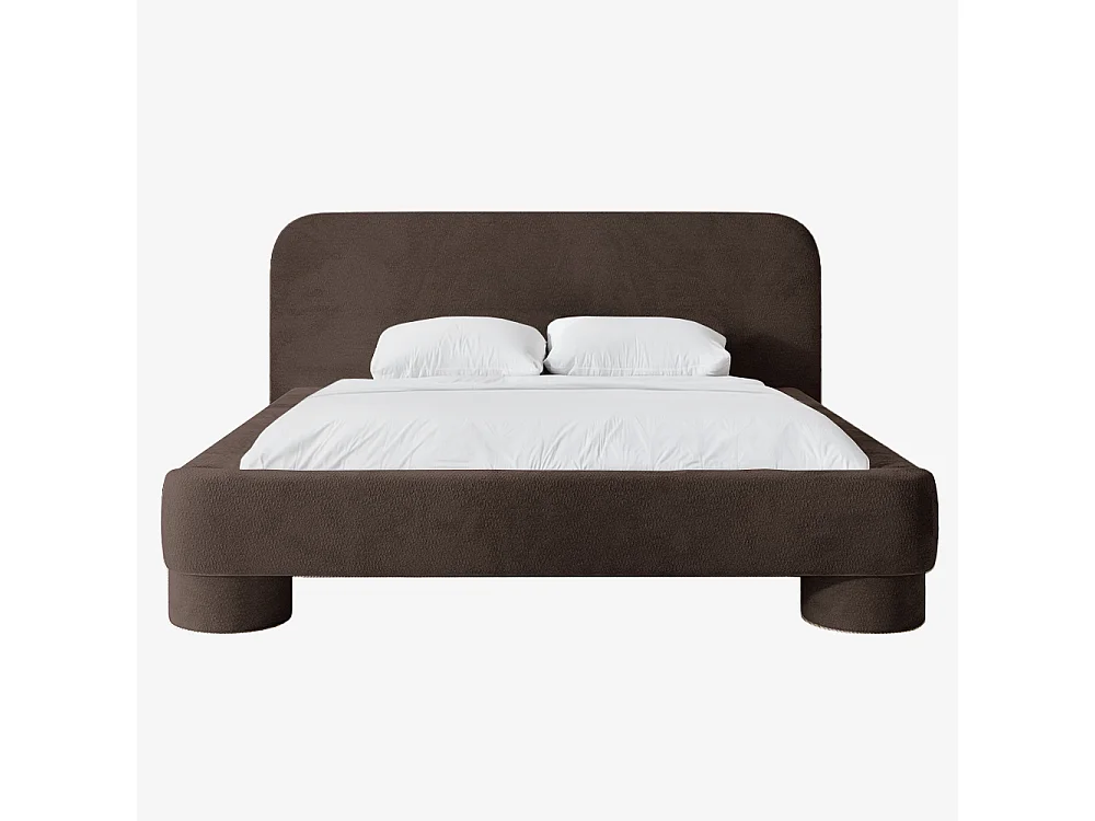 Lit capitonné MNUUO COLEA avec coffre de rangement, marron foncé, 160 x 200 cm, sommier à lattes en bois relevable