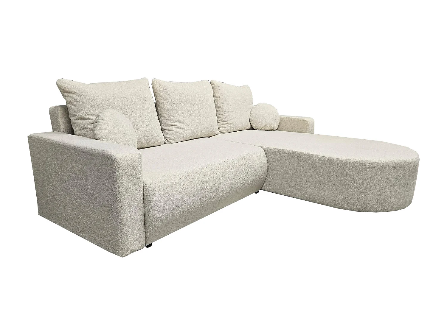 Ecksofa Toronto L-Form mit Schlaffunktion und Bettkasten, Bouclé-Stoff Quelle 01 Creme