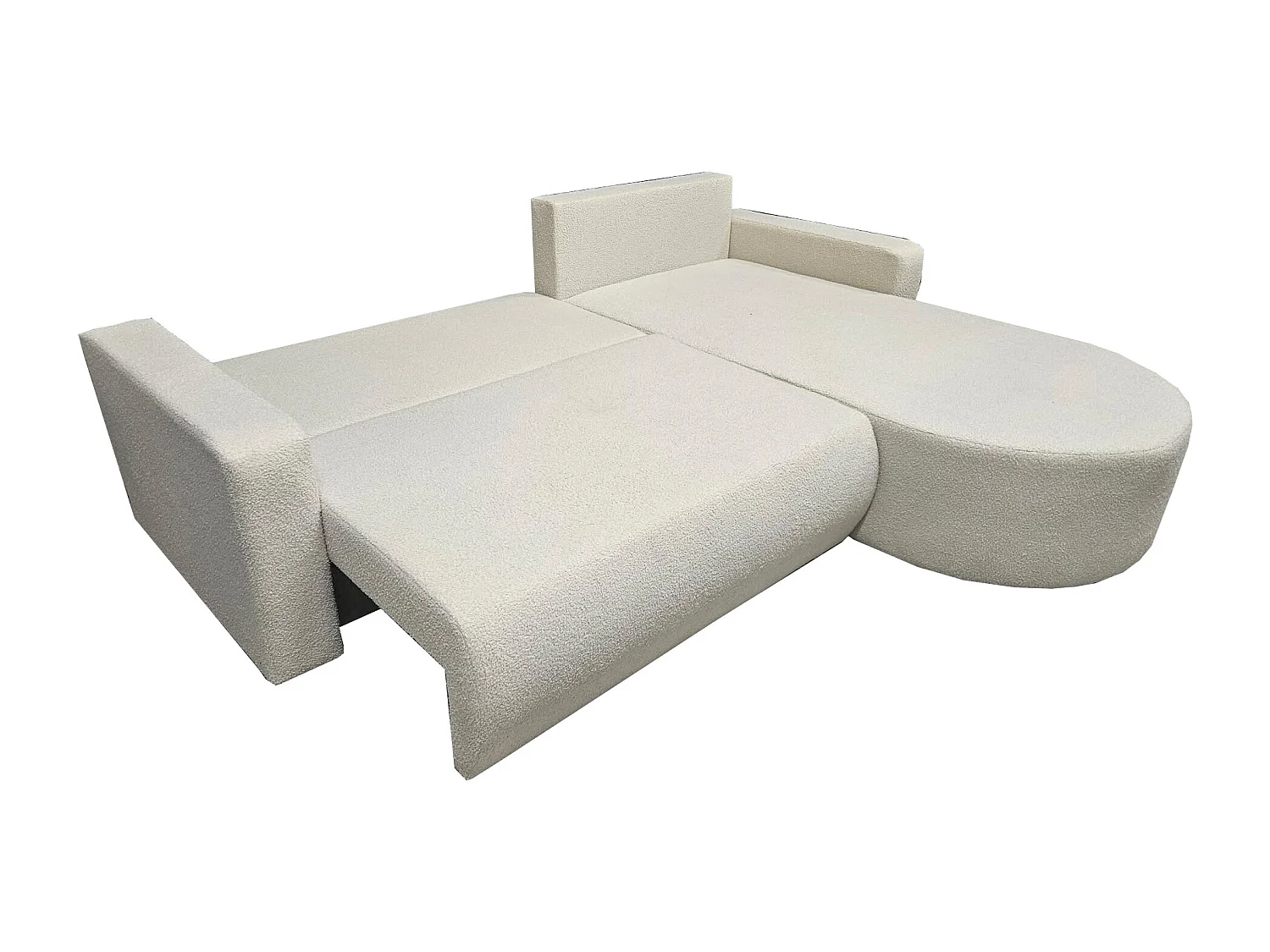 Ecksofa Toronto L-Form mit Schlaffunktion und Bettkasten, Bouclé-Stoff Quelle 01 Creme