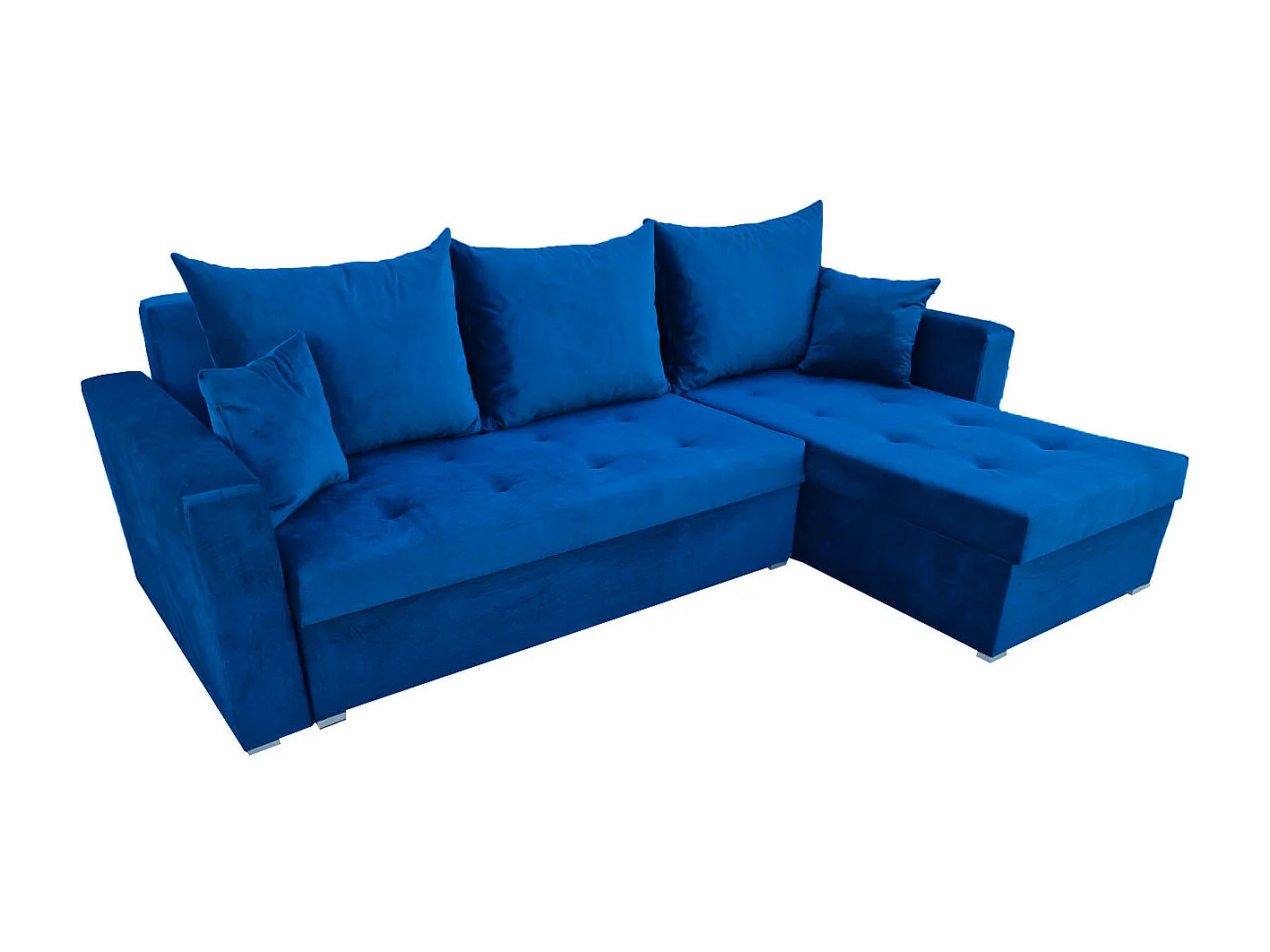 Ecksofa Gustaw mit Schlaffunktion und Kissen, 2 Bettkästen, Kronos 09 Dunkelblau