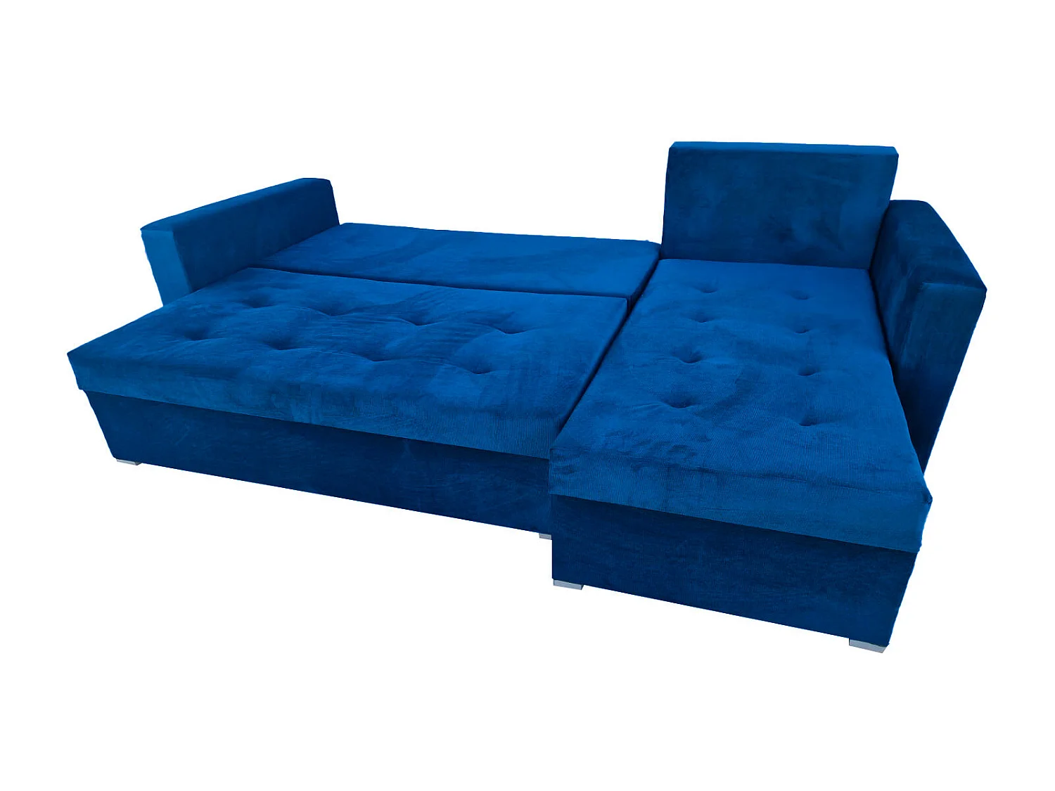 Ecksofa Gustaw mit Schlaffunktion und Kissen, 2 Bettkästen, Kronos 09 Dunkelblau
