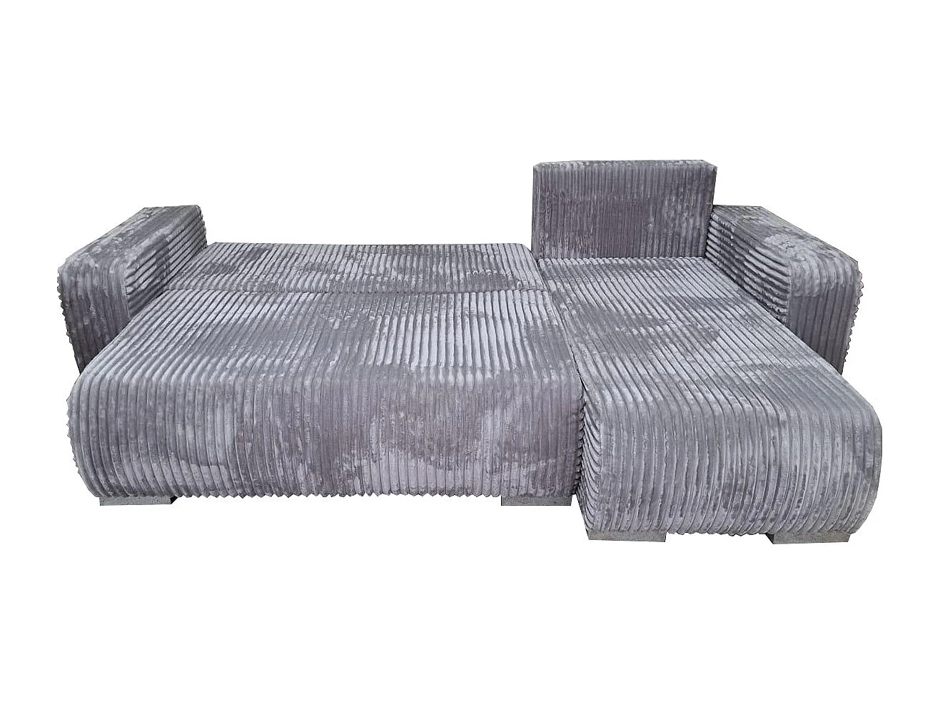 TILIA-Ecksofa mit Schlaffunktion und Bettkasten in grauer Farbe