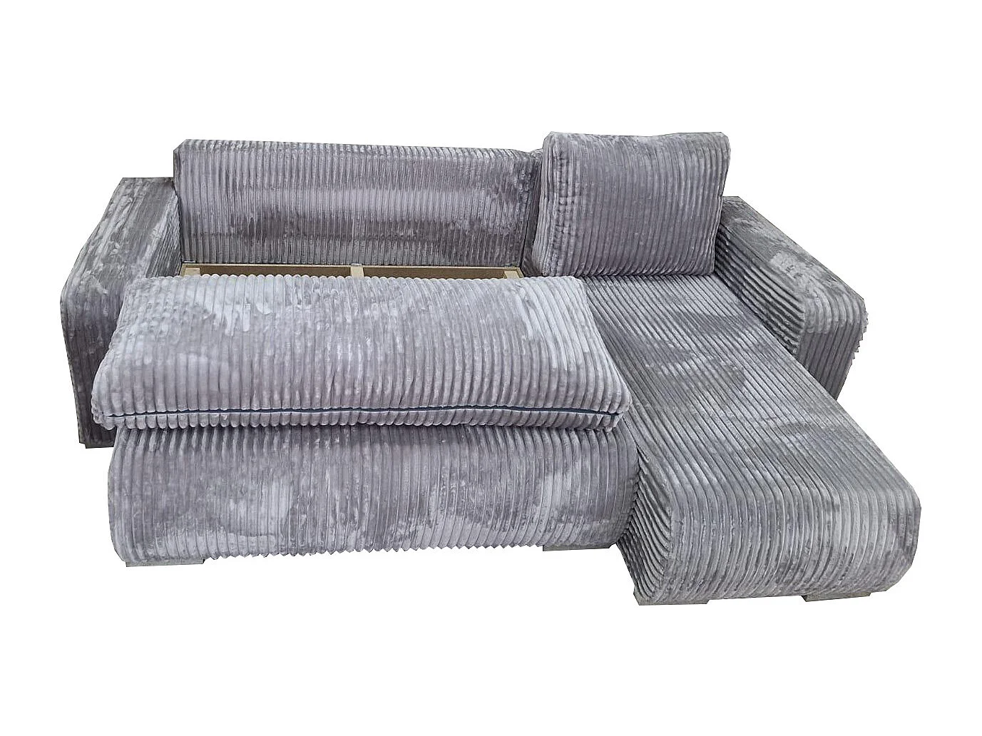 TILIA-Ecksofa mit Schlaffunktion und Bettkasten in grauer Farbe