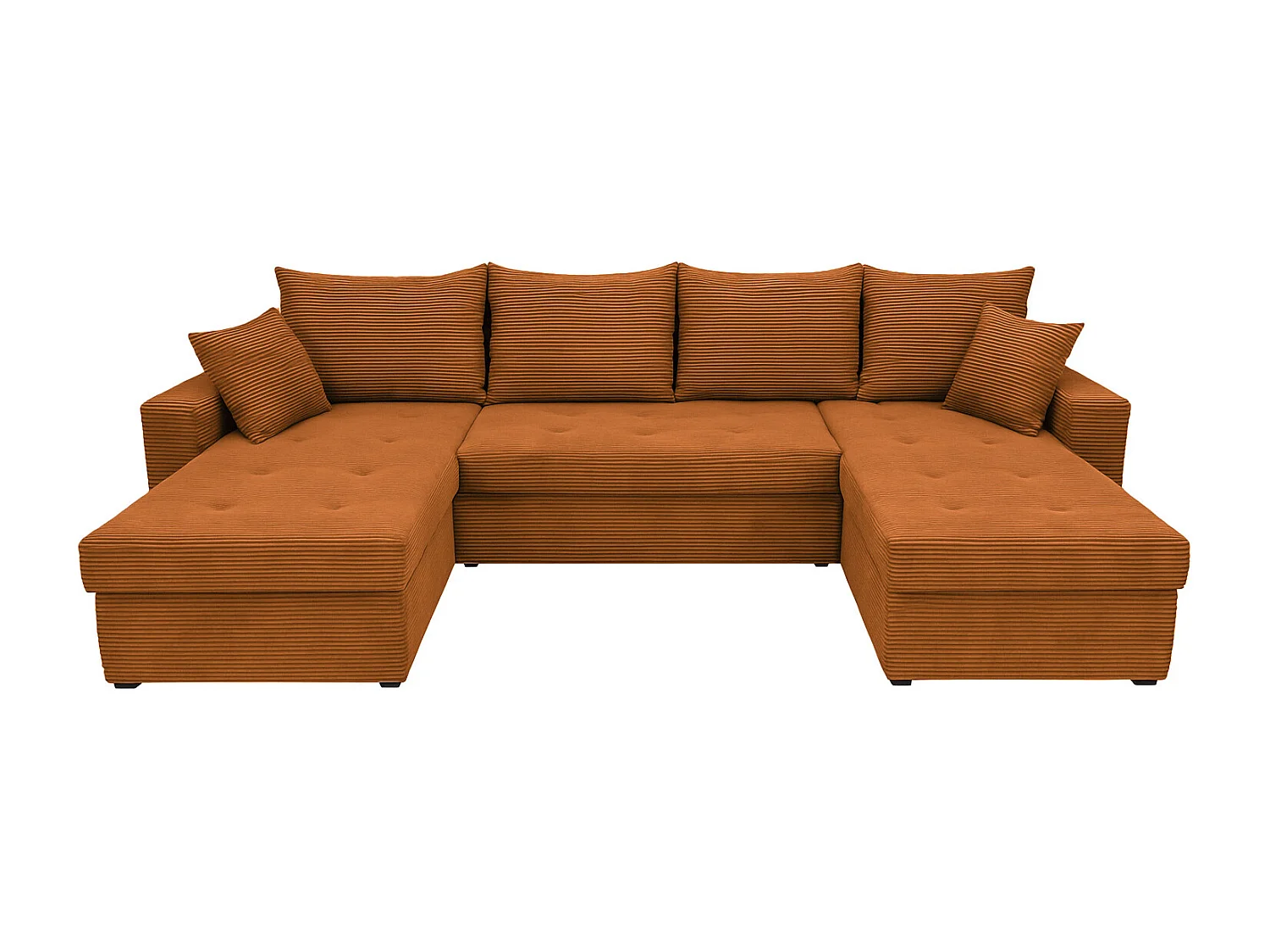 U-Form Ecksofa Gustaw mit Schlaffunktion und Kissen, Cordstoff Zoom 8 Terra