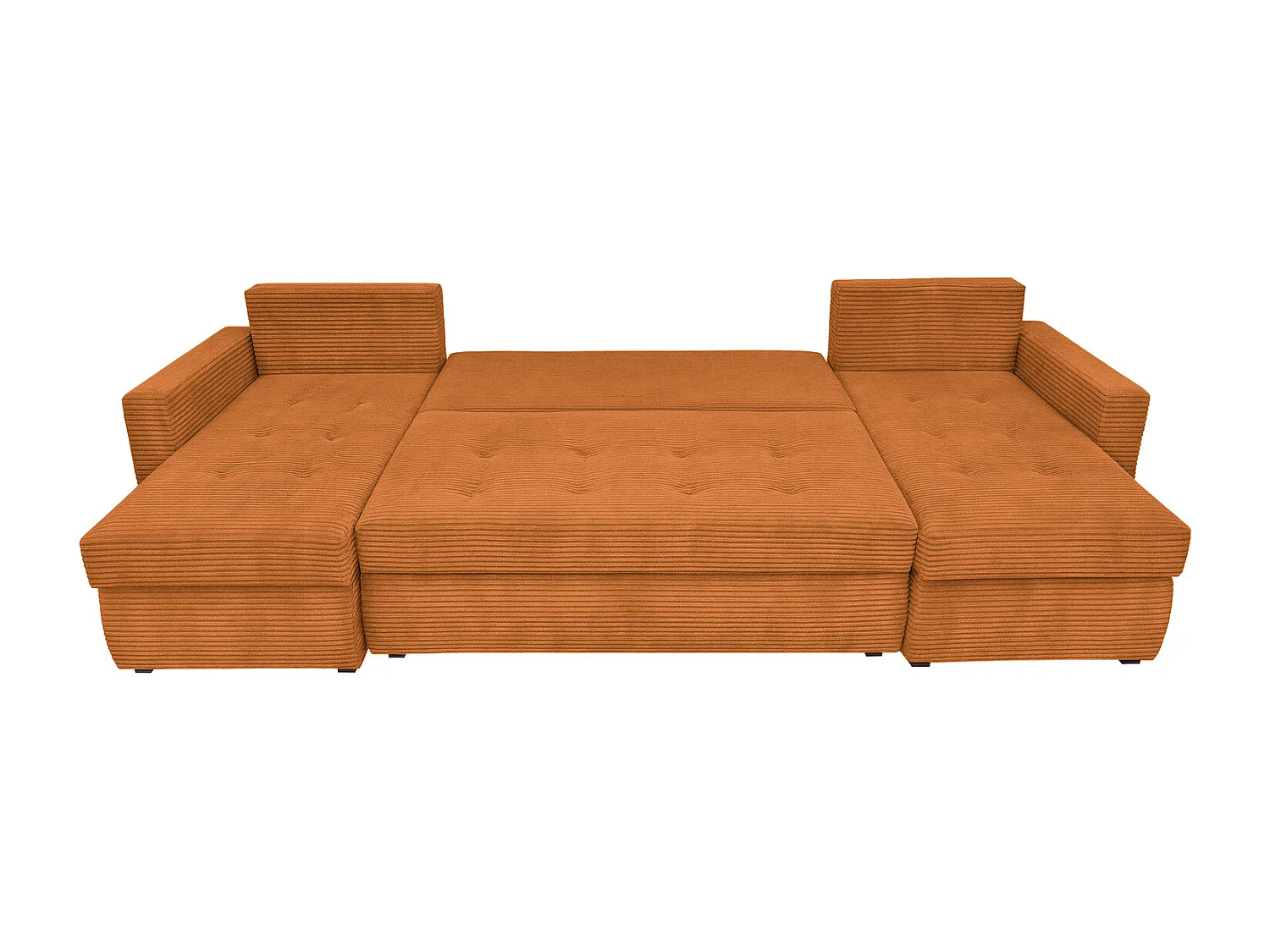 U-Form Ecksofa Gustaw mit Schlaffunktion und Kissen, Cordstoff Zoom 8 Terra