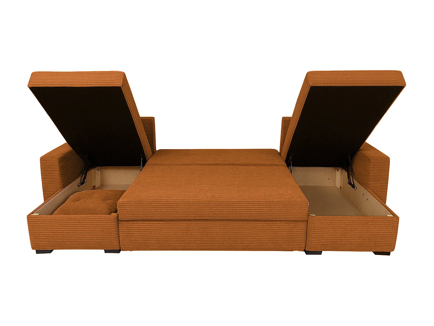 U-Form Ecksofa Gustaw mit Schlaffunktion und Kissen, Cordstoff Zoom 8 Terra